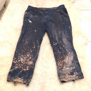 Bass Pants Painters Destroyed Thrashed Workwear Streetwear Pockets Men's 36x32